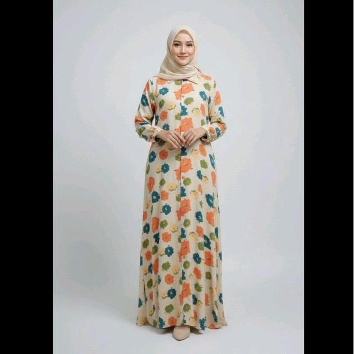 Terlaris, Gamis Motif Bunga Bunga Bahan Rayon