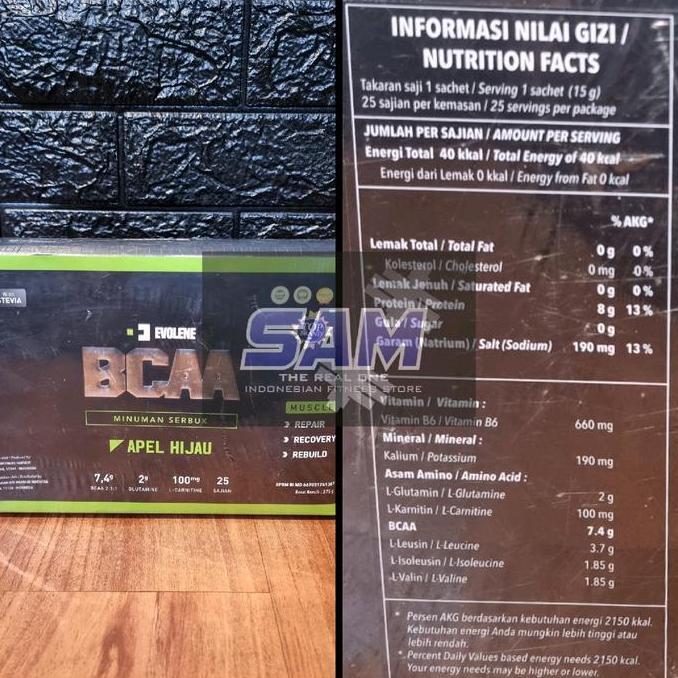 Suplemen Fitness EVOLENE BCAA 25 sachet serving Powder Malang