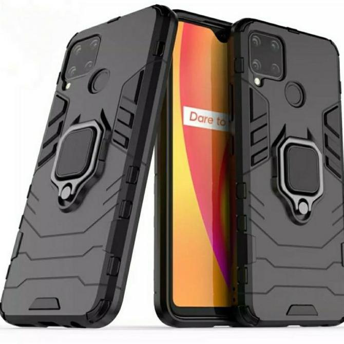 Realme C15 Armor Panther with Ring Cover i-Ring 360 Hard Case