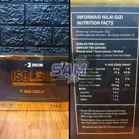 Suplemen Fitness EVOLENE Isolene 12 sachet 396 gram Malang Whey Protein Isolate