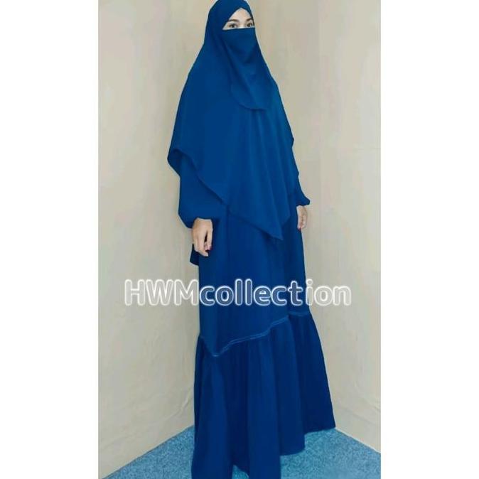 Terbaru Laris, Hwm - Amirah Abaya Set French Khimar Syari Anti Uv Premium Gamis Haji Umroh Basic Leb