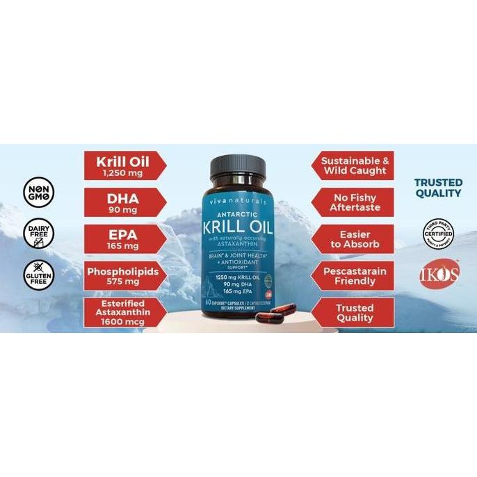 Viva Naturals Antarctic Krill Oil Omega 1250 mg 60 Capsules