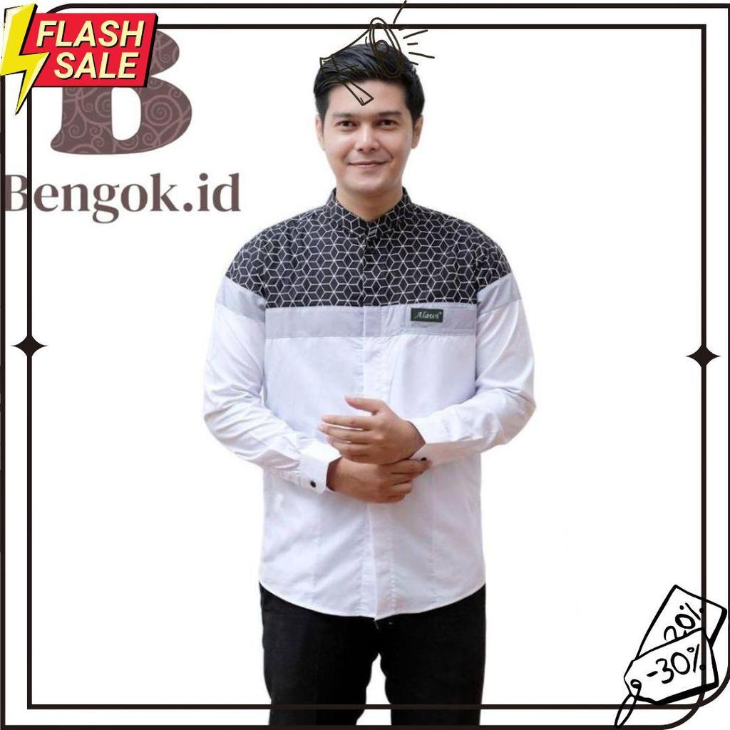 Kemeja Koko Lengan Panjang Dewasa Motif Senopati Warna Coksu - Baju Koko Dewasa Motif Senopati Meled