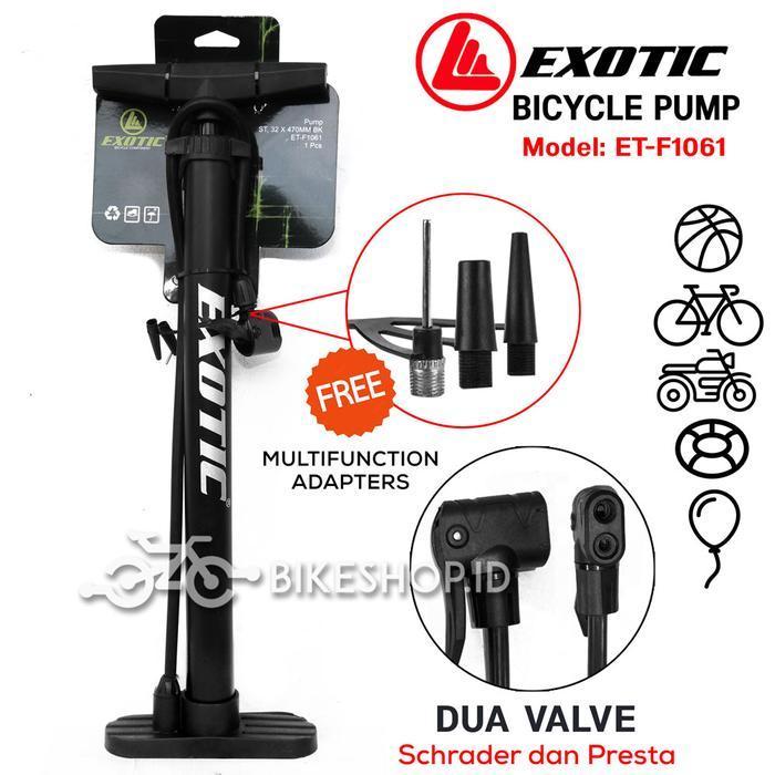 Pompa Angin Ban Sepeda dan Motor Kompa Exotic Manual Dual Pentil Steel PVC Bicycle Pump Bola Balon |