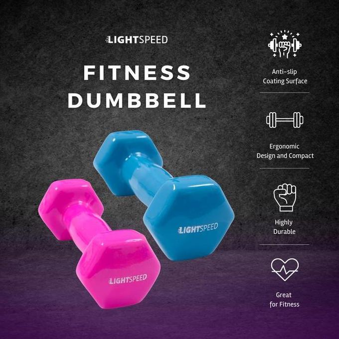 LIGHTSPEED Dumbell 1Kg / Barbel Mini 1 Kg/ Barbel Wanita / Vinyl Cewek