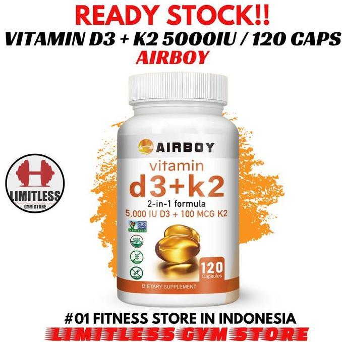 USA VIT D3 + K2 5000IU - 120 Capsules D3K2 5000iu