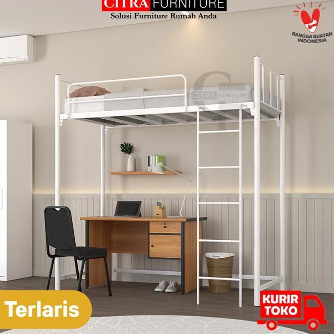 Ranjang Tingkat Besi Meja Belajar | Study Bunk Bed By SHUMO