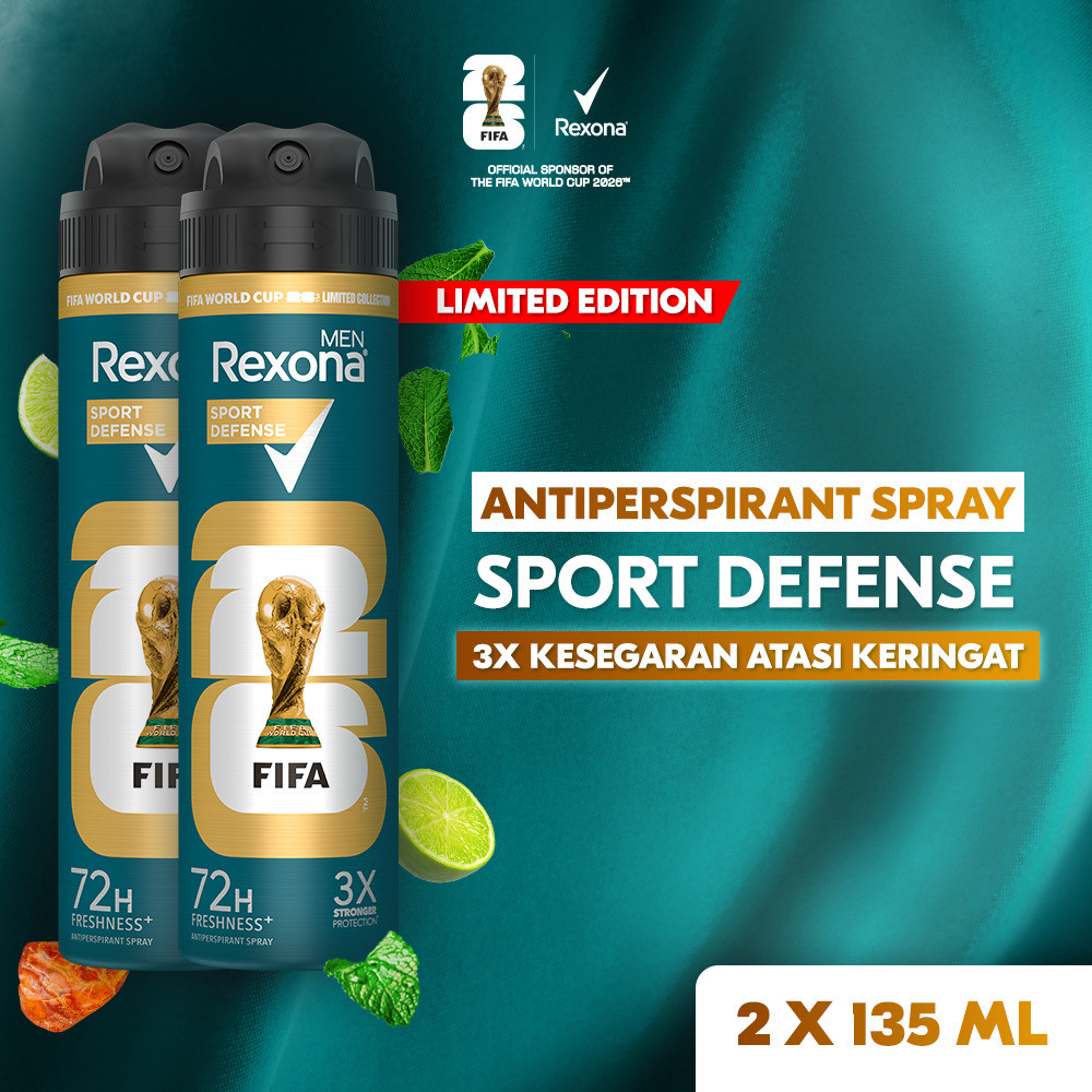REXONA MEN LIMITED EDITION FIFA ANTIPERSPIRANT AEROSOL DEODORANT SPRAY SPORT DEFENSE 135ML X2