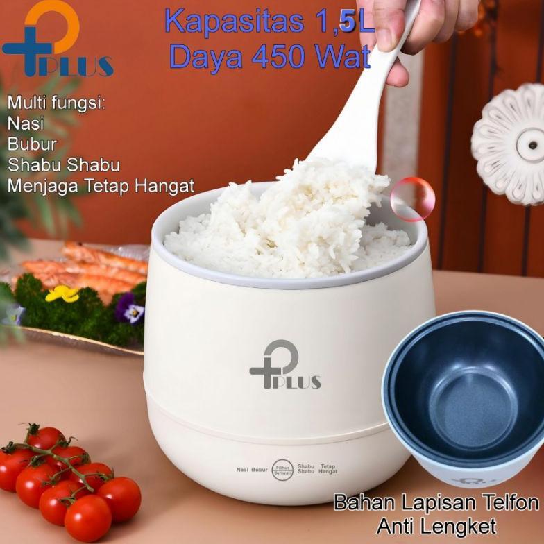 Rm [ Pplus ] Magic Com Mini 1,5 Liter Anti Lengket Serbaguna Mini Rice Cooker Panci Listrik 450Wat /