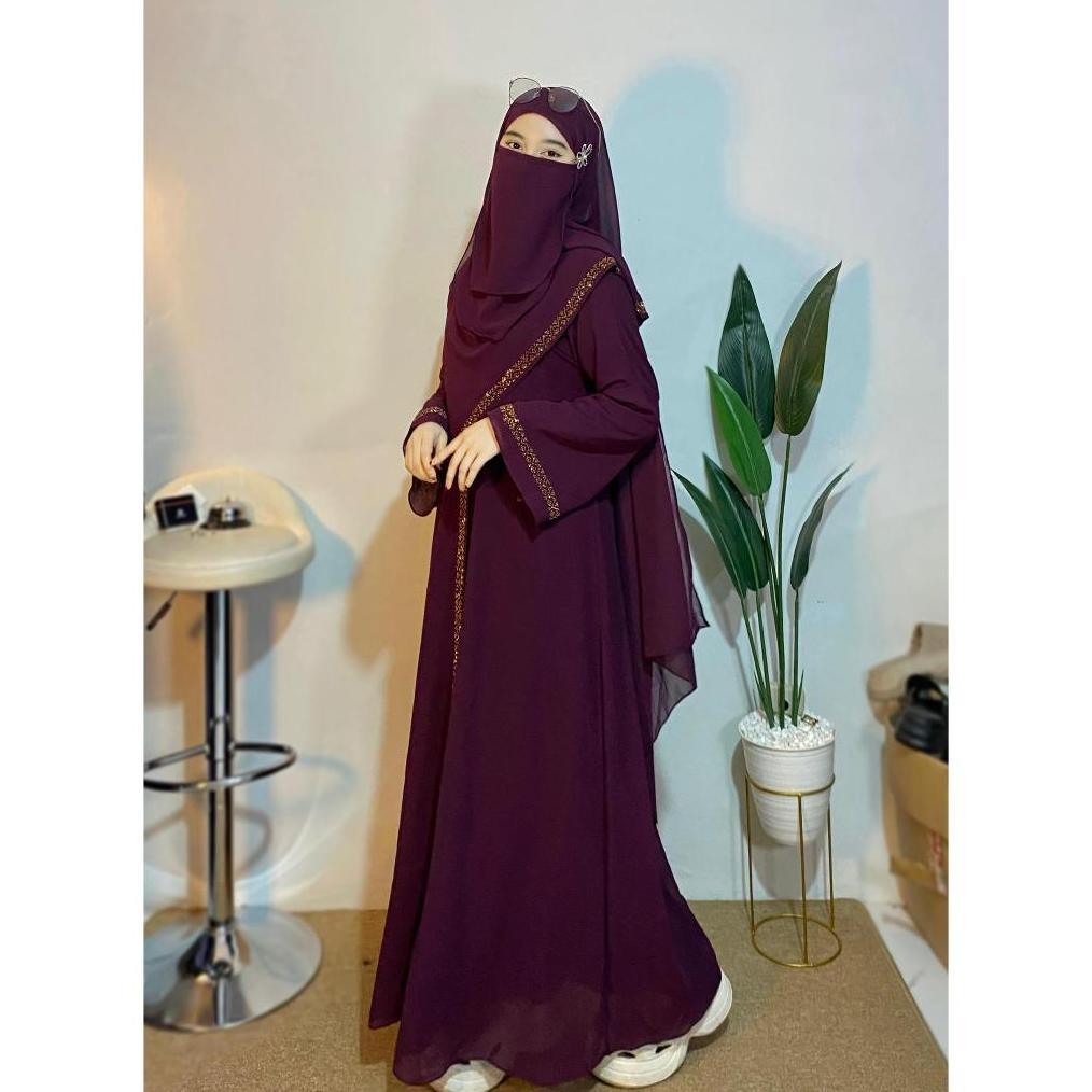 Parayou x Majidah Abaya Dubai Dewasa arabian Set Hijab Pashmina Dan Cadar Syari