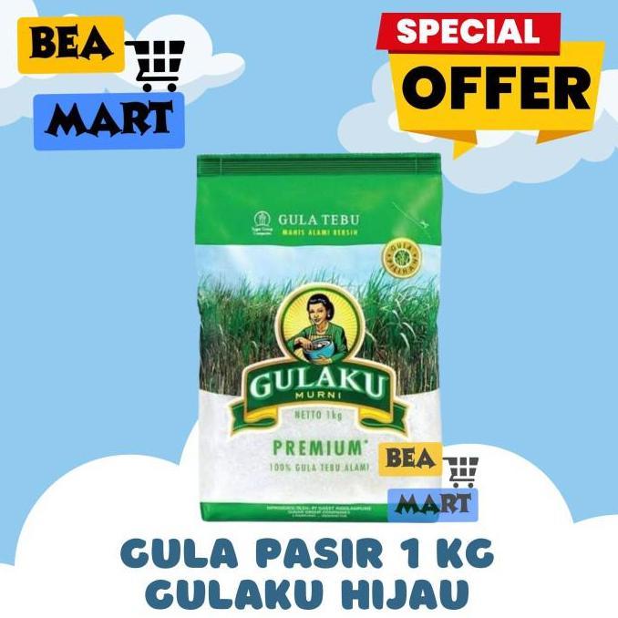 [ INSTANT ONLY ] Gula GULAKU HIJAU 1kg 1 Dus Isi 24 Pcs | Gula Pasir Putih Premium Sugar Kemasan 1 D