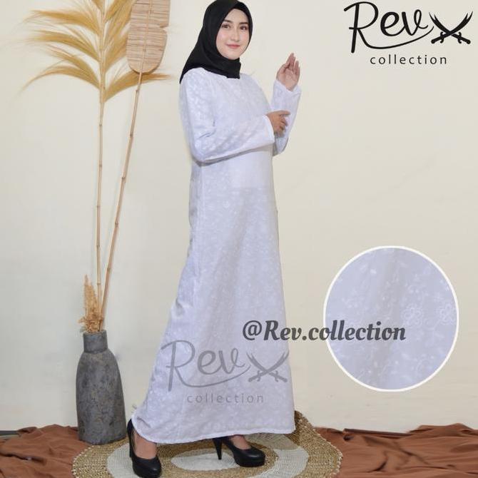 Miliki Gamis Haji Umroh Wanita Berkantong Depan Katun Paris Hitam & Putih Bordir