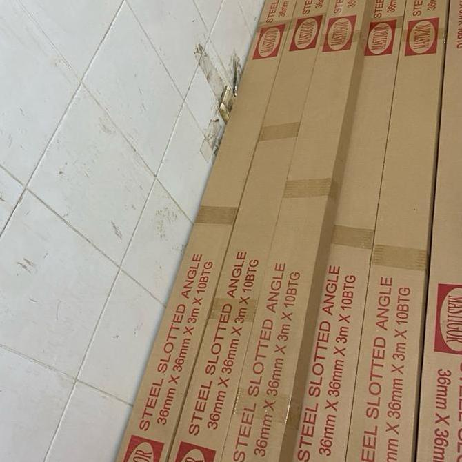 Redmegic- 1Dus Isi 10Batang Besi Siku Lubang /Rak Siku Lubang Perbatang 3Meter Paket Murah Isi 10Bat