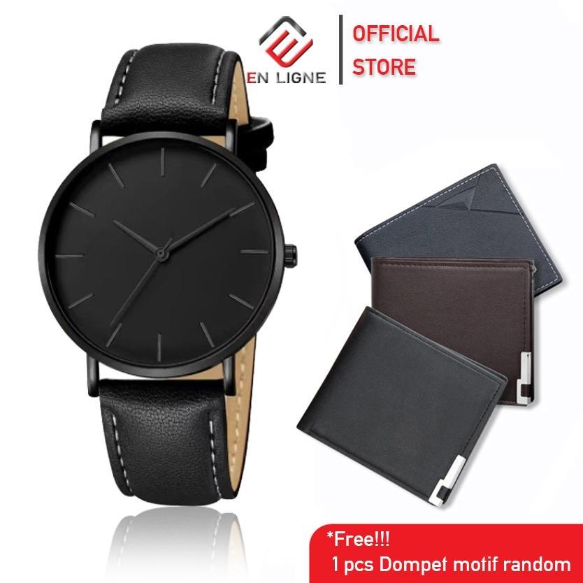 Sale EN LIGNE - Jam Tangan Pria Set - Jam Tangan Gift - Jam Tangan Kado - Jam Tangan Dompet Set - Ka