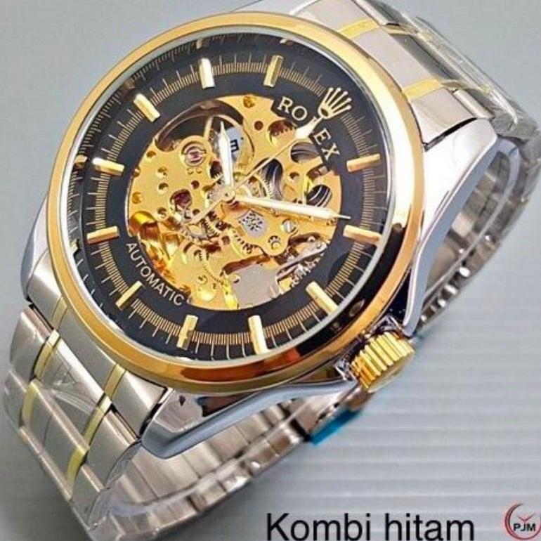 CUCI GUDANG Best Seller  Jam Tangan Pria Rolex Automatic ( Tanpa Baterai ) Rantai Premium Free Box R