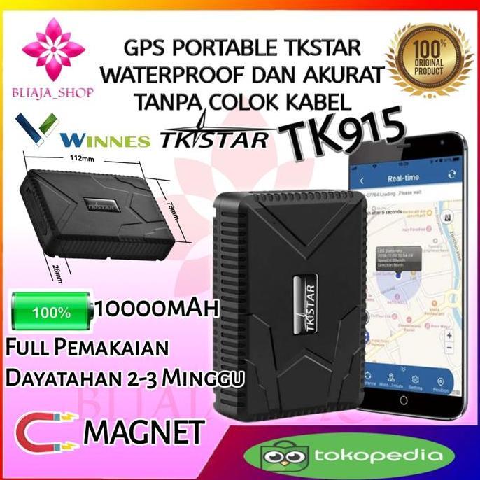 GPS TRACKER TKSTAR TK915 PORTABLE GPS PELACAK GPS MOBIL/MOTOR 10000MAH ORIGINAL DAN TERPERCAYA