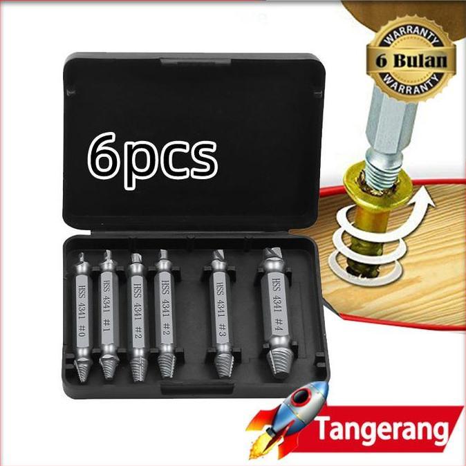 SMO 6pcs/set Damage Screw Extractor / Broken Screw Remover / Screw Extractor Pembuka