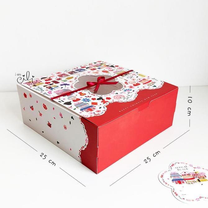 Yoiyouu- (Box 25 X 25 X 10 Cm Imlek)Kotak Kue Bolu Lapis Legit Sincia (Isi10)