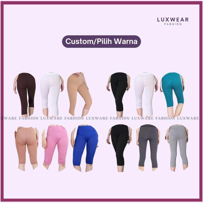 Kirimlangsung- Paket 2 Pcs Legging Kaos 3/4 Pendek Motif Polos Celana Standar Dewasa Hitam Panjang S