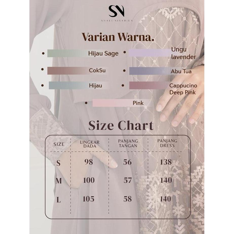 Shalu Nisabila - Agatha Dress Gamis Panjang Syari Wanita Muslimah Bahan Kombinasi Kain Tile Maxi Gam