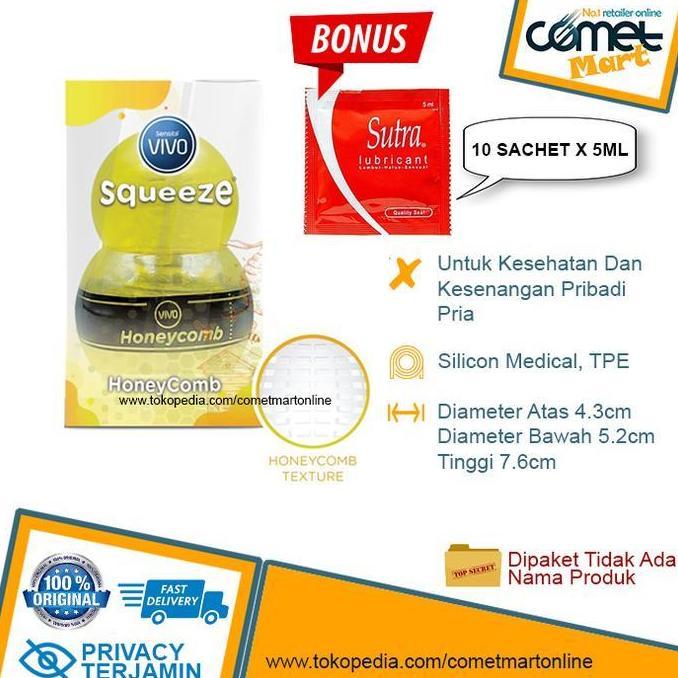 TERBARU!!! VIVO SQUEEZE BALL HONEYCOMB + 10 LUBRICANT SACHET. Alat Kesehatan Pria