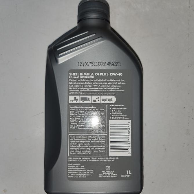 Oli Mobil Diesel Genset Diesel Shell Rimula R4 Plus (1 Liter)