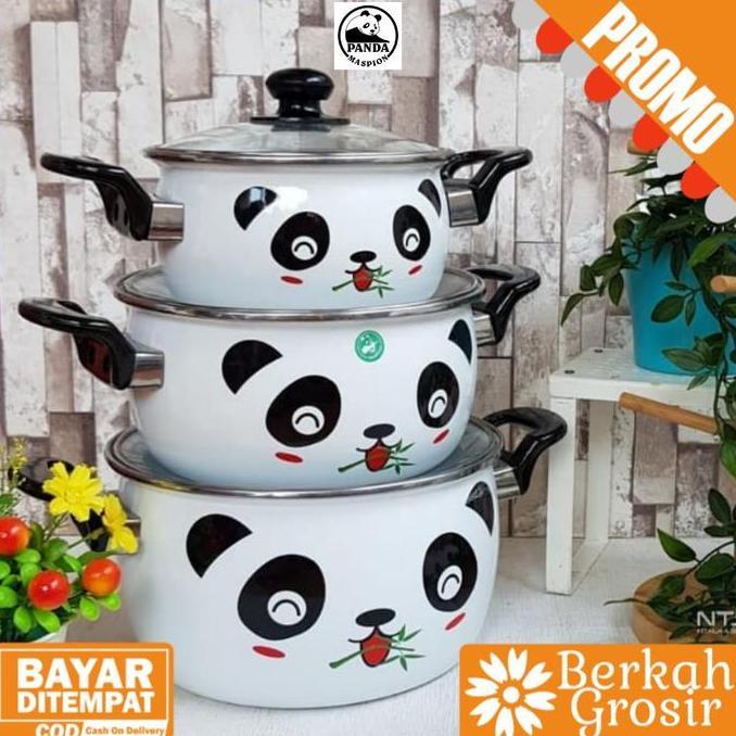 Panci Set Hello Panda Maspion Enamel Porcelain 24cm Putih Dutchoven