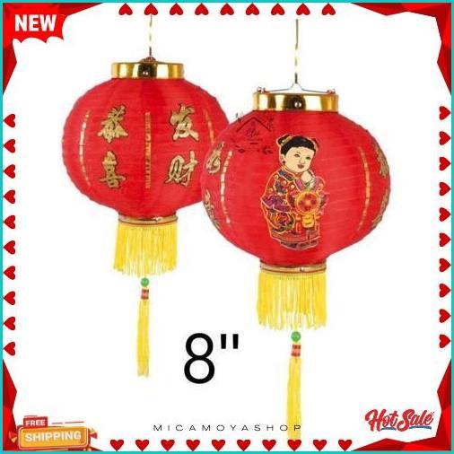 Lampion Imlek 20cm Motif Anak kongsi Kain China Dekorasi Tahun Baru Cina Lantern 8 inch Lampion Mera