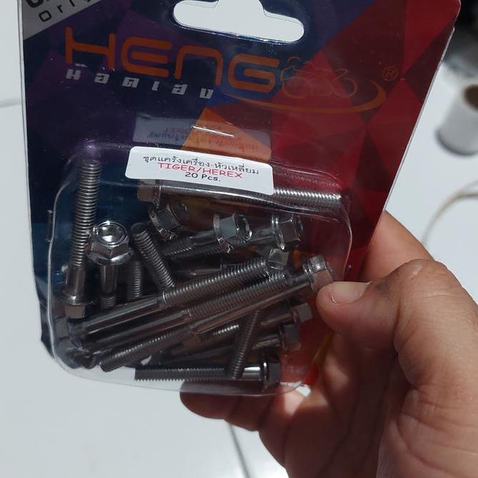 Baut Bak Mesin Dan Kopling 2 Kunci Stainless Tiger / Herex Heng Thaila Murah