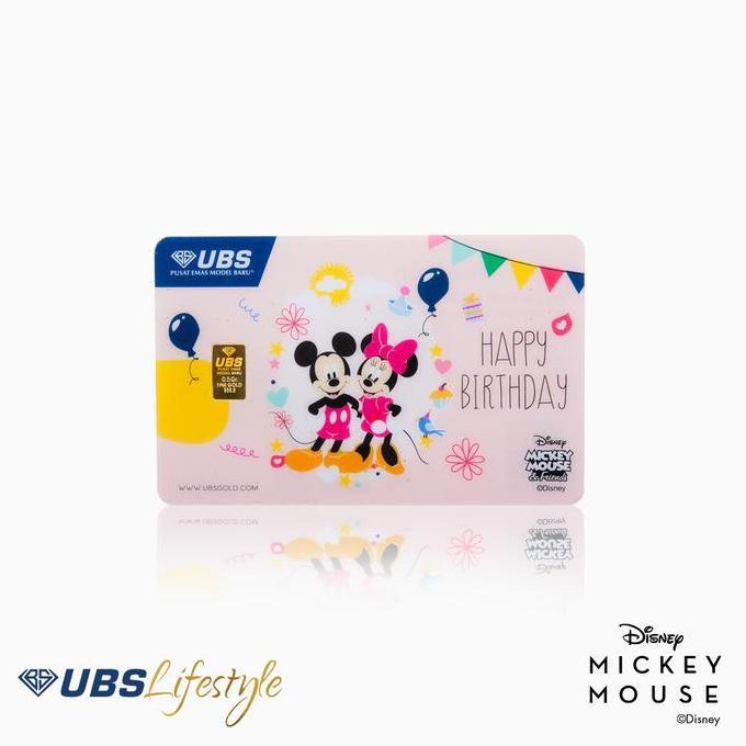 JIMBARANSHOP231 - UBS LOGAM MULIA DISNEY MICKEY AND MINNIE MOUSE HAPPY BIRTHDAY 0.5 GR