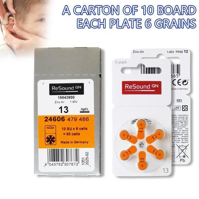 Sangat Aman 6Pcs Baterai Alat Bantu Dengar 13 ,Hearing Aid Battery 13 Gn Resound Kode 274
