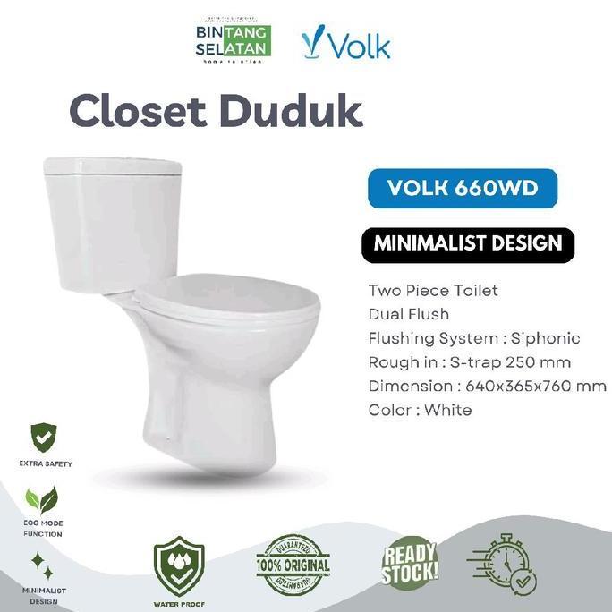 Terjangkau Kloset Duduk Dual Flush/ Closet Two Piece Toilet Volk 660 Ekonomis