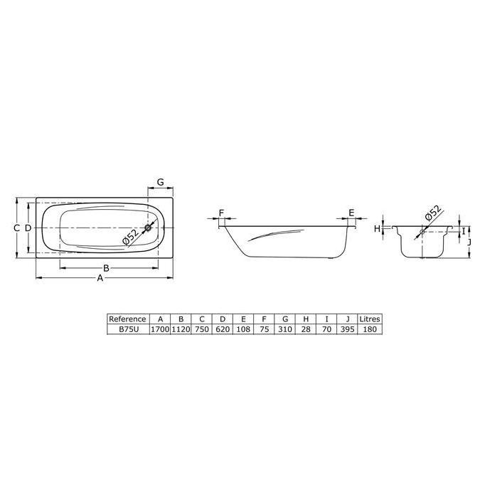 Miliki Bathtub Bak Mandi Toto Fb1700-75