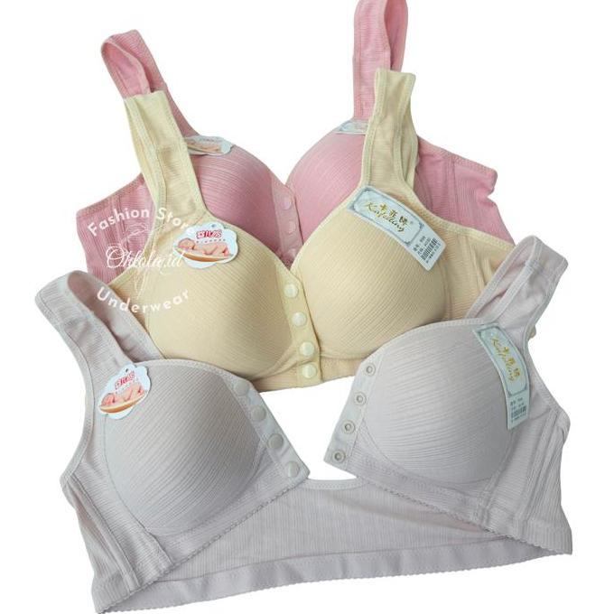 DF7 >> (2-4 Pcs) Bra Menyusui Kafeiting Kancing Depan Bh Busui Katun Nyaman