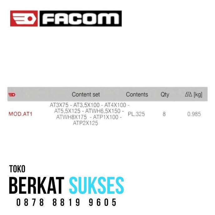 FACOM MOD.AT1 - 8pc Slotted Phillips Protwist Screwdriver Module