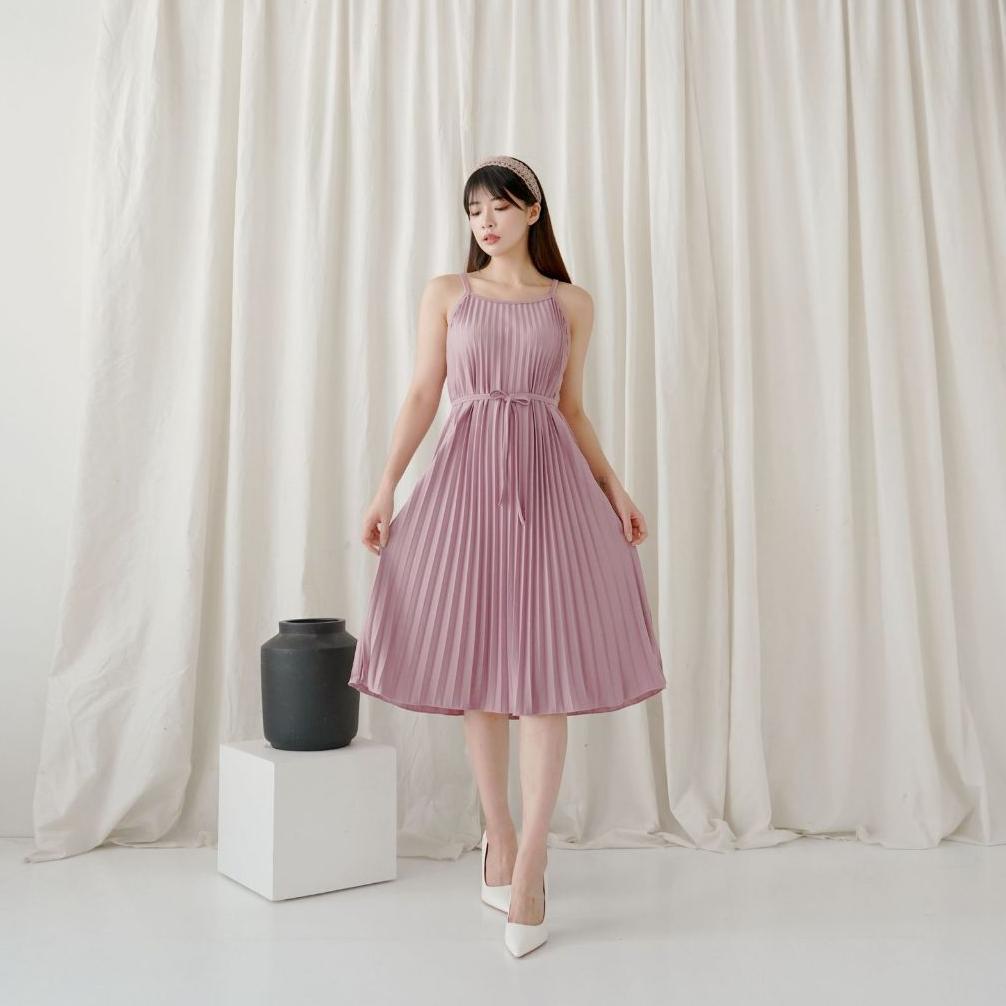 Midi Dress Inner Plisket Pum / Dress Plisket Midi / Pleated Dress Termurah