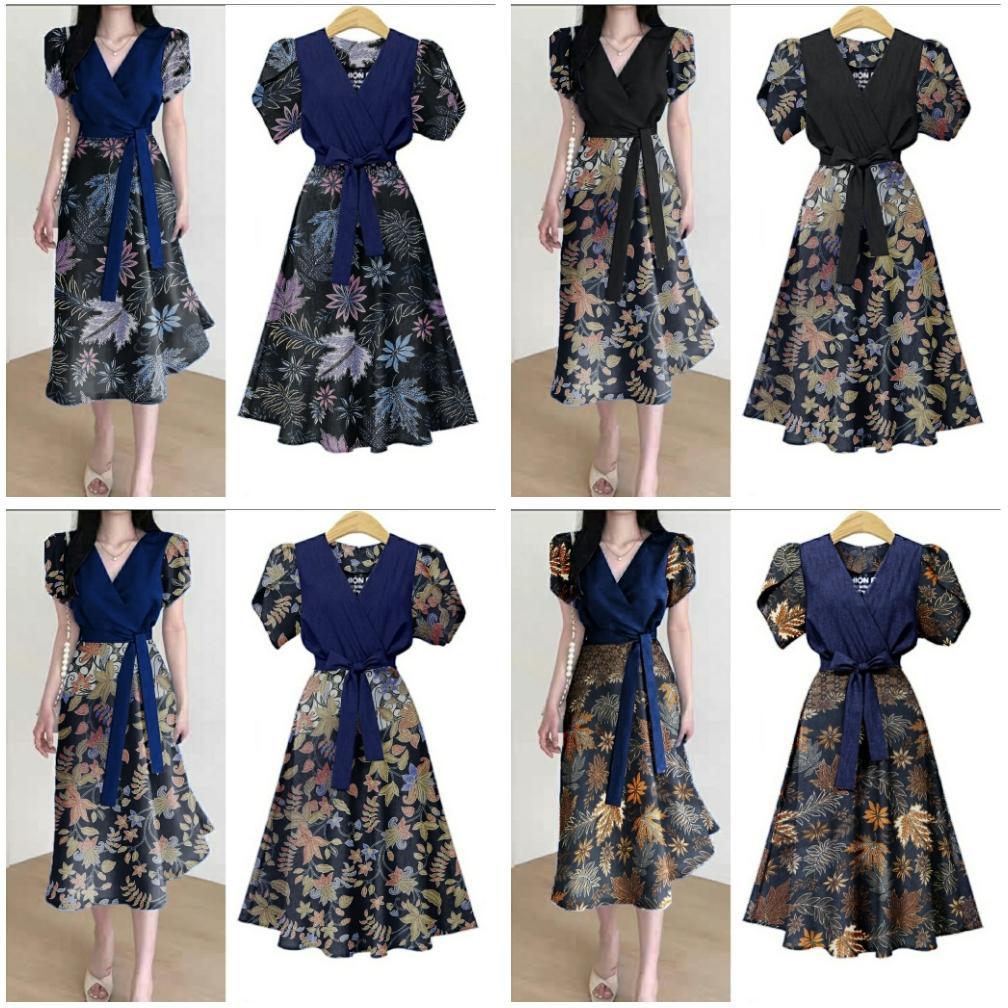 PRODUK TERBARU JCC - Dress Davia Batik / dress kasual wanita / dress batik terbaru / midi dress keki