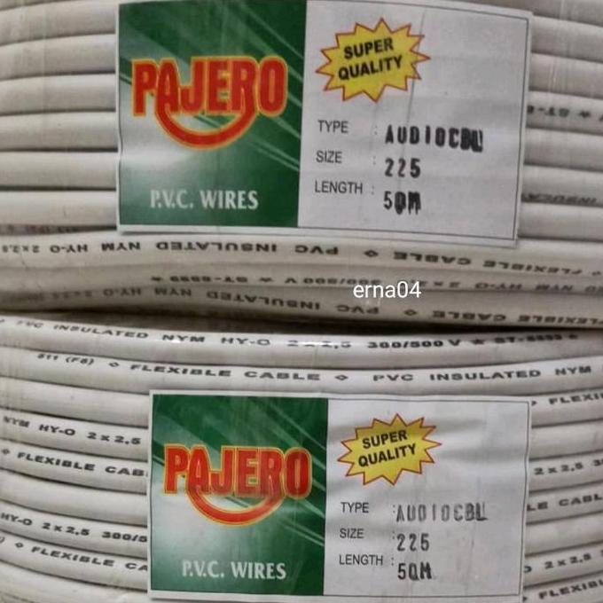Kabel Listrik Pajero 2X2,5 50M Full Kabel Serabut Isi 2 Serabut Warna Putih
