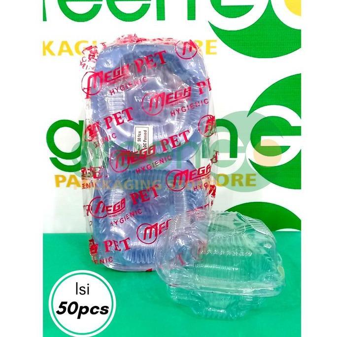 Pecfd- Mika Hb Burger Mega Isi 50Pcs Transparan Mika Hamburger Donat Bening
