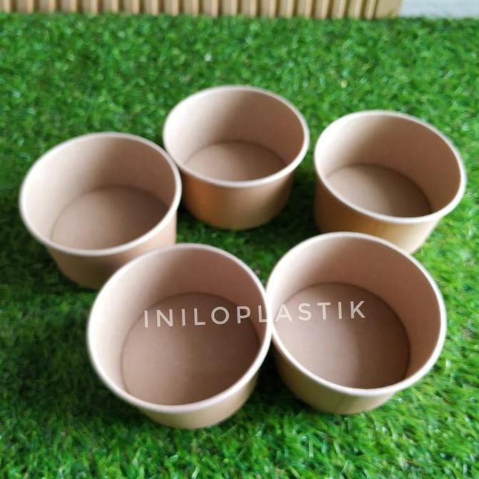 Pecfd- Paper Bowl Brown Polos 360Ml [25Pcs] / Kraft Paper Bowl 360 Ml Cokelat [1Pack]