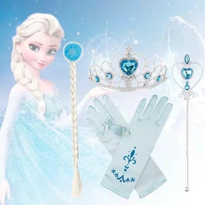 Shiftx- Lnr Shop Lokal Premium 8 In 1 Girls Elsa Ana Aksesoris Set Perhiasan Mahkota Anting Gelang K