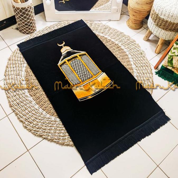 Miliki Kiswah Series Sajadah Hitam Turki Premium Ukuran 70X110Cm Dan 55X105Cm Bahan Halus Lembut Sej