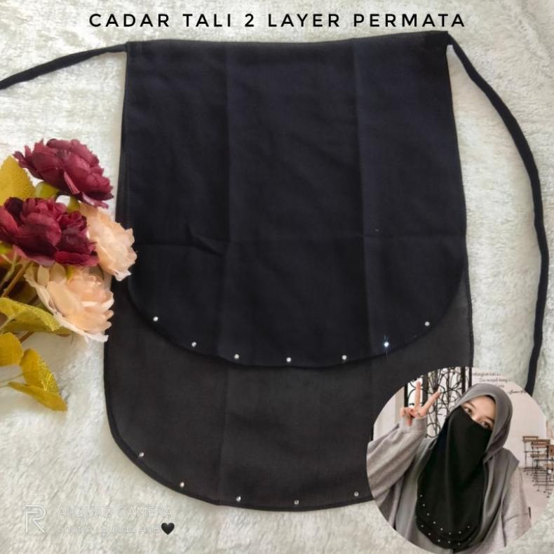Cadar Tali 2 Layer Permata Niqab Permata oval cadar tali hias manik swarovsky cadar tali 2 layer cer