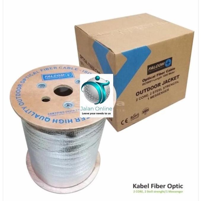 Kabel FO Dropcore 2 Core 3 Seling 1000M Fiber Optik FTTH 2core 3seling Falcom