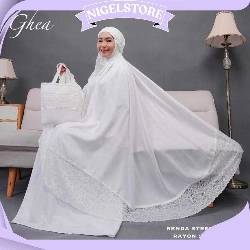 Mukena Dewasa Putih Polos Renda Bahan Katun Rayon Super Premium Size Super Jumbo Dan Mukenah Terusan