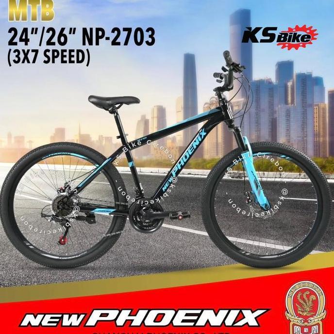 Terlaris Sepeda Gunung Mtb New Phoenix 2703 / Sepeda Mtb 24 26 Inch 7 Speed / Sepeda Gunung Rem Cakr