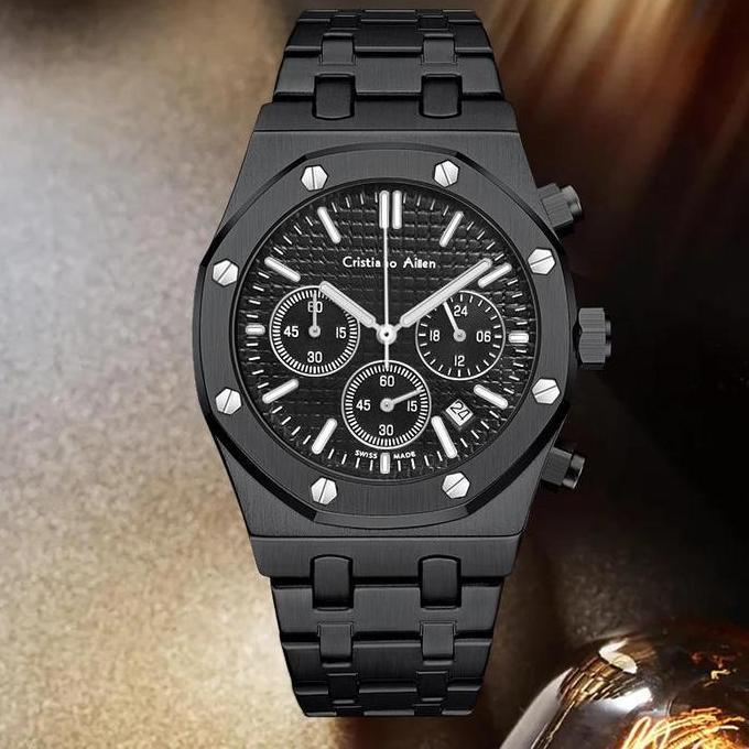 DISKON  CRISTIANO AILLEN JAM TANGAN PRIA WANITA 0833 RANTAI STAINLESS STEEL KACA SAPPHIRE CHRONOGRAP