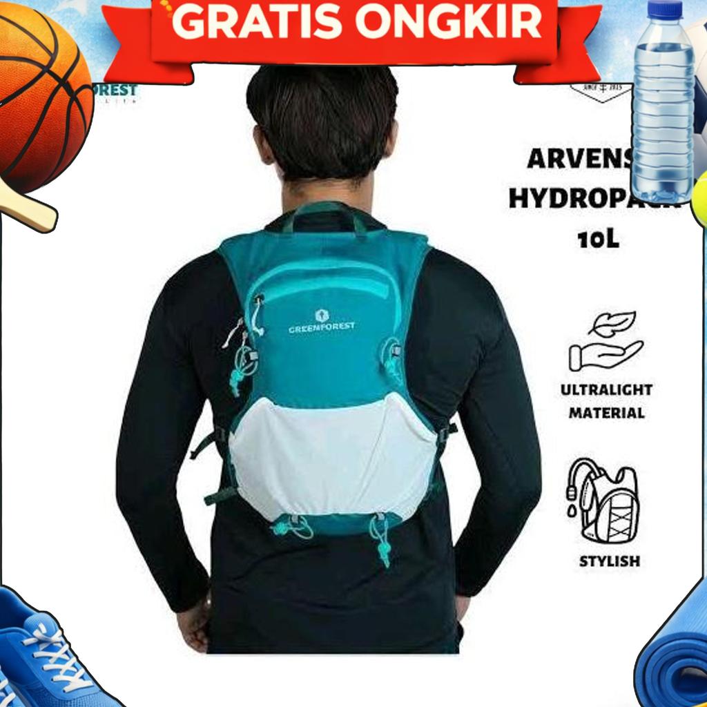 Tas Hydropack Vest Hydration Backpack Greenforest Arvensis 10L Pack Ultralight Trail Running Hiking 