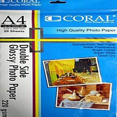 Coral Glossy Photo Paper Double side A4 / Kertas foto double side 220