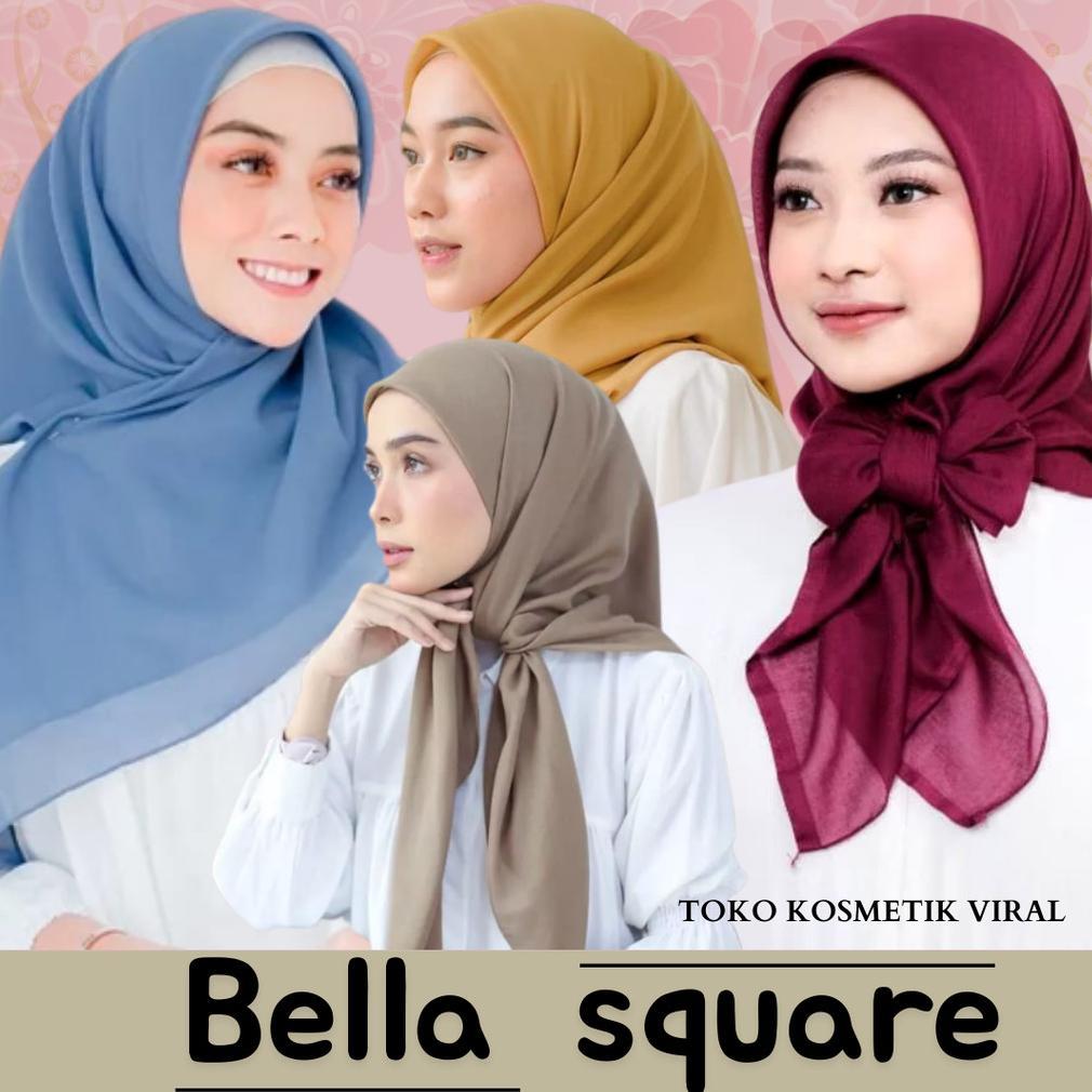 Kerudung Segi Empat Polos Bella Square Hijab Pollycotton Jilbab Bela Grosir Murah / Bella Square Ram
